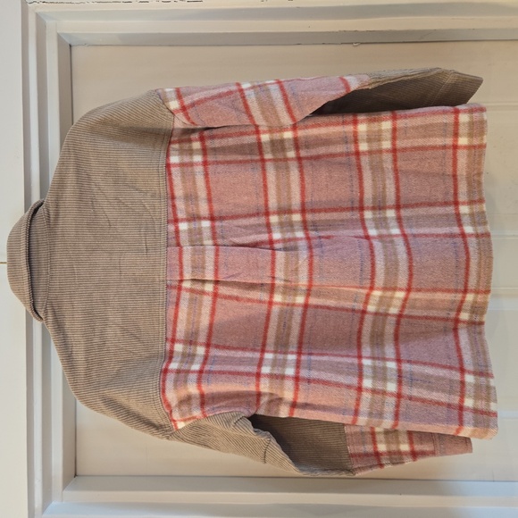 Jodifl Womens Plaid Corduroy Patchwork Shacket Jacket Shirt Brown Size Small - Picture 3 of 11